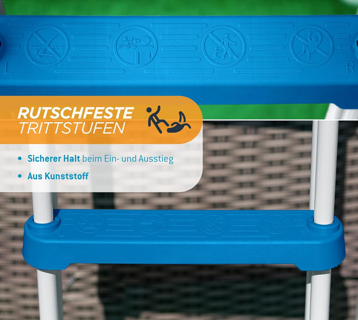 Summer Waves Edelstahl Poolleiter für Pools bis 91cm - Robust & rutschfest - Einfache Montage - Sich
