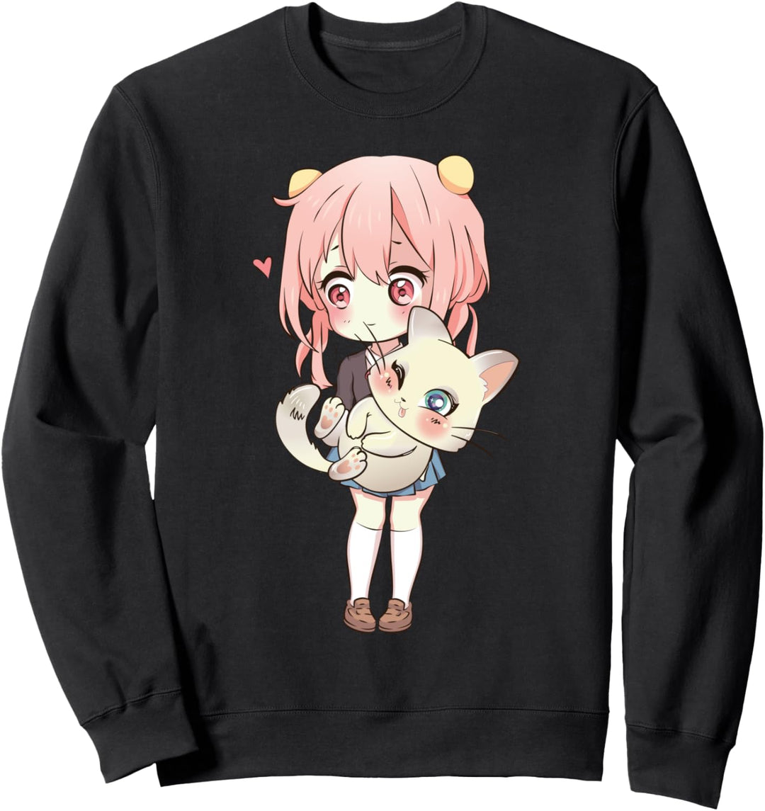 Anime und Katzen für Teen Manga kawaii Grafik Otaku Sweatshirt