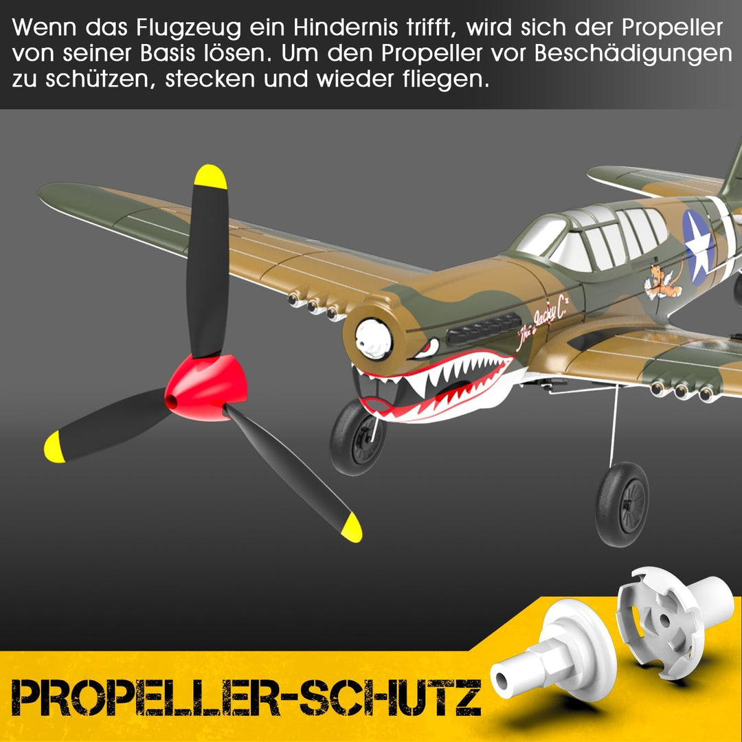 VOLANTEXRC RC Flugzeug P40, RC Plane 2,4 GHz ferngesteuertes Flugzeug RTF mit 2 Batterien, 6 Achsen