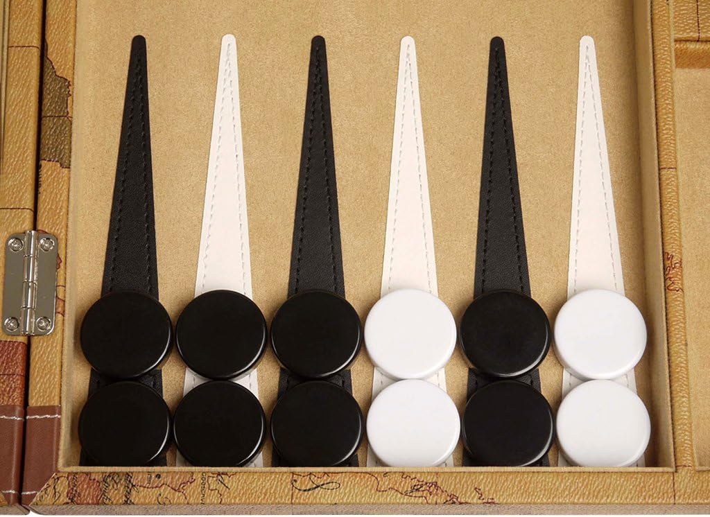 Middleton Games Luxus-Backgammon-Set auf Weltkarte, 18 Zoll – Braun
