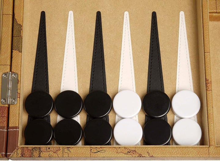 Middleton Games Luxus-Backgammon-Set auf Weltkarte, 18 Zoll – Braun