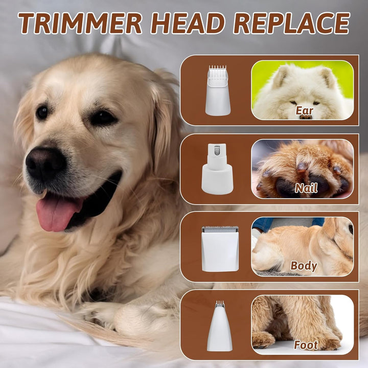 Paw Trim Pro,5-in-1 Pfotentrimmer für Hunde,Leise Hundeschermaschine mit LED-Licht und Laser,Hunde H