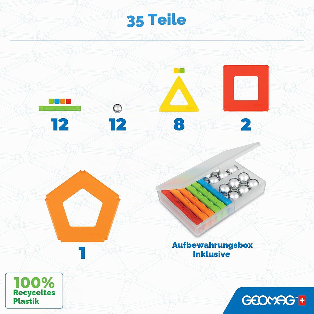 Geomag - Supercolor Magnetic Constructions for Kids, Magnetic Toy, Green Collection 100% Recycled Pl