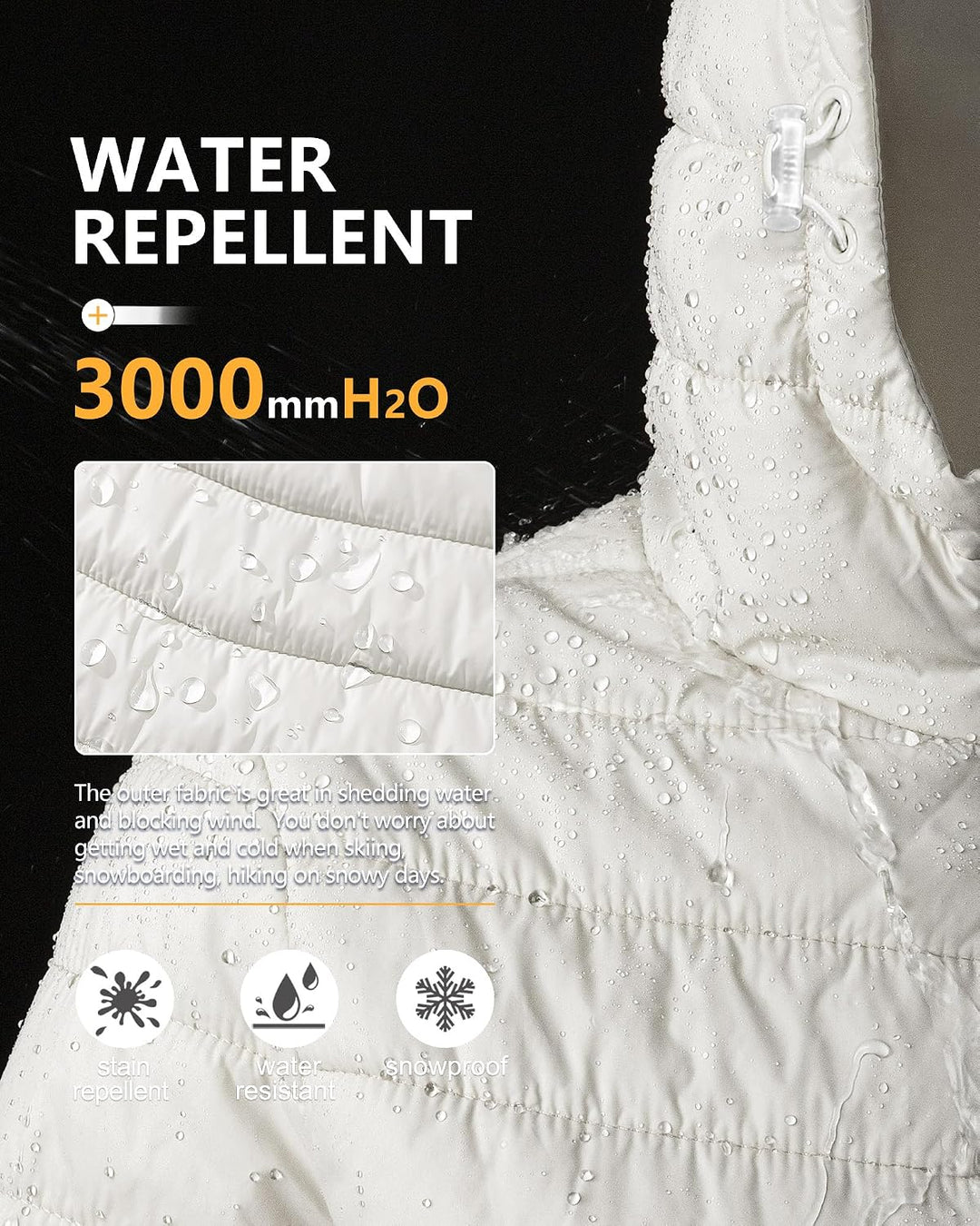 Outdoor Ventures Damen Steppjacke Leichte Packbare Übergangsjacke Warme Winterjacke mit Kapuze für F