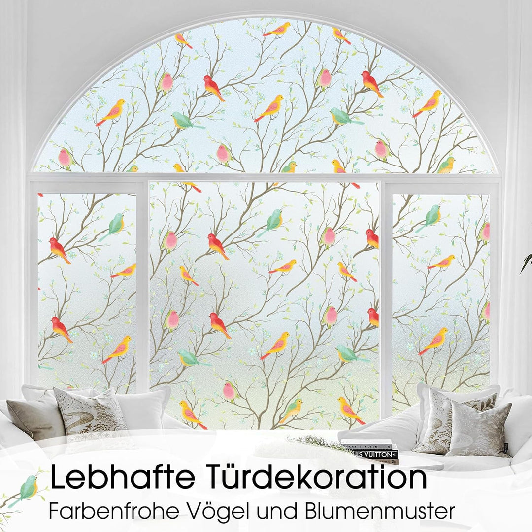 Lifetree Glasmalerei Fensterfolie Blickdicht Sichtschuzfolie: Selbsthaftende Sonnenschutz Fenster Bu
