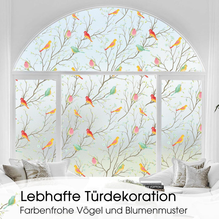 Lifetree Fensterfolie Blickdicht Sichtschuzfolie Selbsthaftende: Glasmalerei Sonnenschutz Fenster Bu
