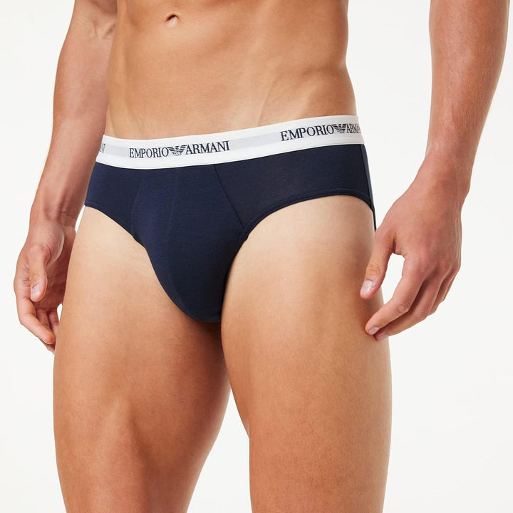 Emporio Armani Underwear Essential Core Logoband 2-Pack Brief S White/Marine, S White/Marine