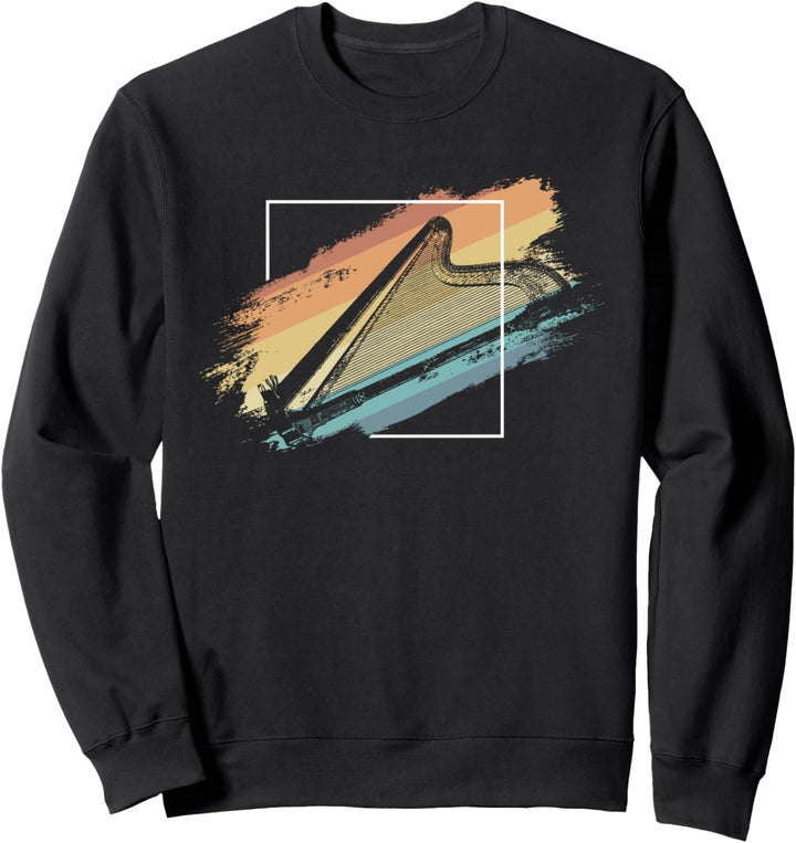 Harp Retro Vintage 80s Style Instrument Harpist Musician Sweatshirt