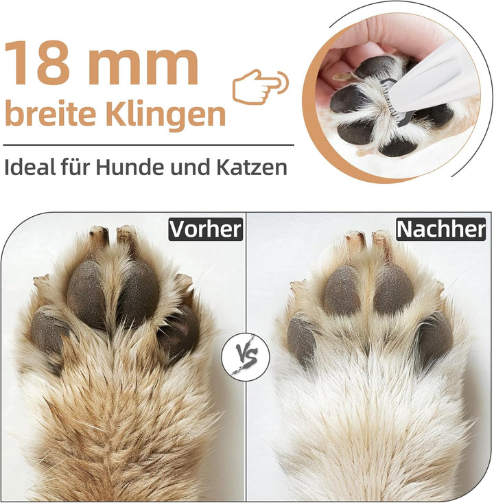 ALL FOR PAWS Pfotentrimmer für Hunde mit LED-Licht – 18mm Hunde Haarschneidemaschine, 35dB Leiser Hu
