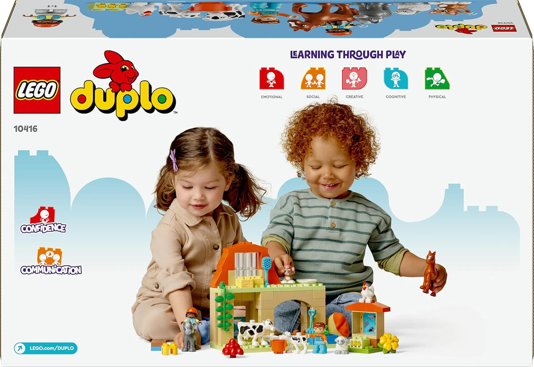 LEGO DUPLO Town Tierpflege auf dem Bauernhof, Spielzeug für Kinder ab 2 Jahre, mit Bauernhoftiere-Fi