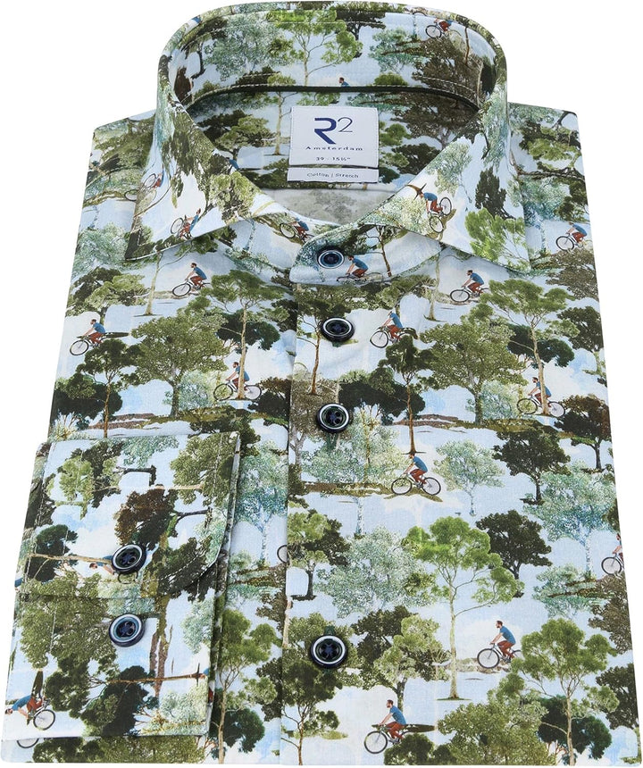 Langarmhemd Stretch Multicolor Naturprint Biker extralanger Arm 72 cm Gr. 38-48, Mehrfarbig