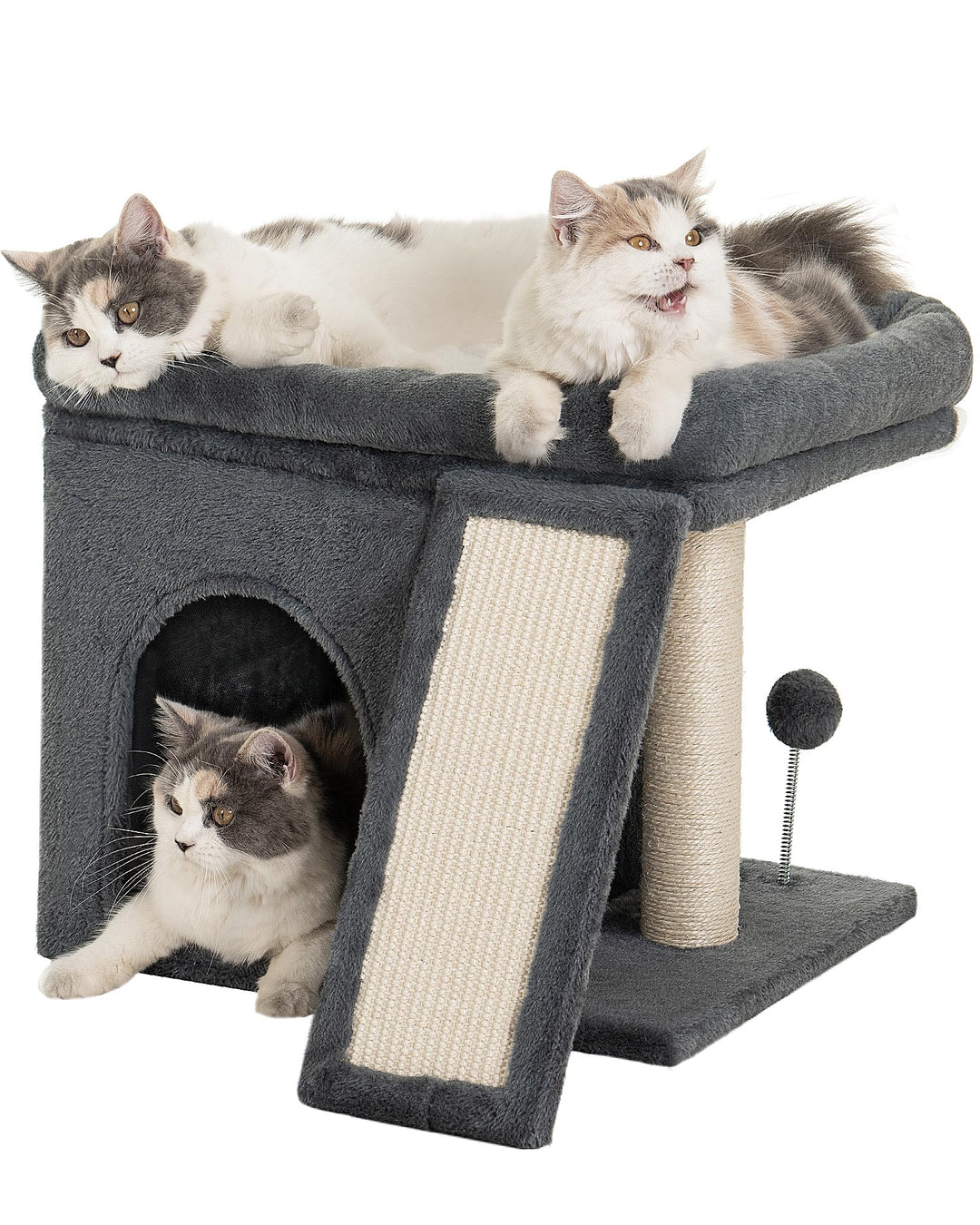 Kratzbaum für Grosse Katzen Stabil, Katzenbaum mit Gross Liegefläche(51x41cm), 2 Tier Katzenhöhle To