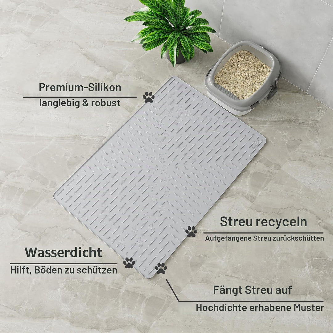 OHMO Katzenklo Matte aus Premium-Silikon 95 x 64 cm Gross, Wasserdicht und BPA-Frei Katzenstreu Matt