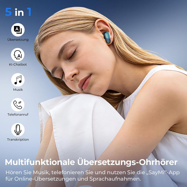 NE51 5-1 KI Übersetzer Kopfhörer, 150 Sprachen & 8 Modi Übersetzungskopfhörer, Hi-Fi-Klang Stilvoll