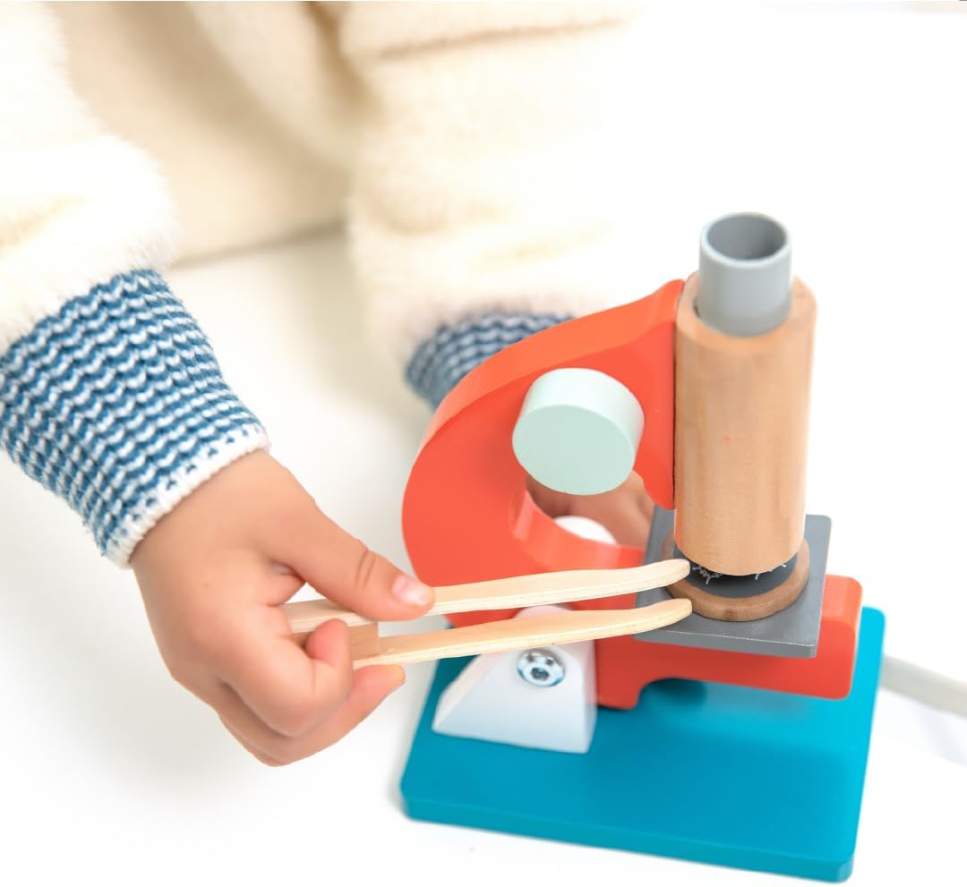 UMU® Kinder Holz Wissenschaftslabor Spielset mit Mikroskop, Reagenzgläsern u. v. m., Doktor Spielzeu