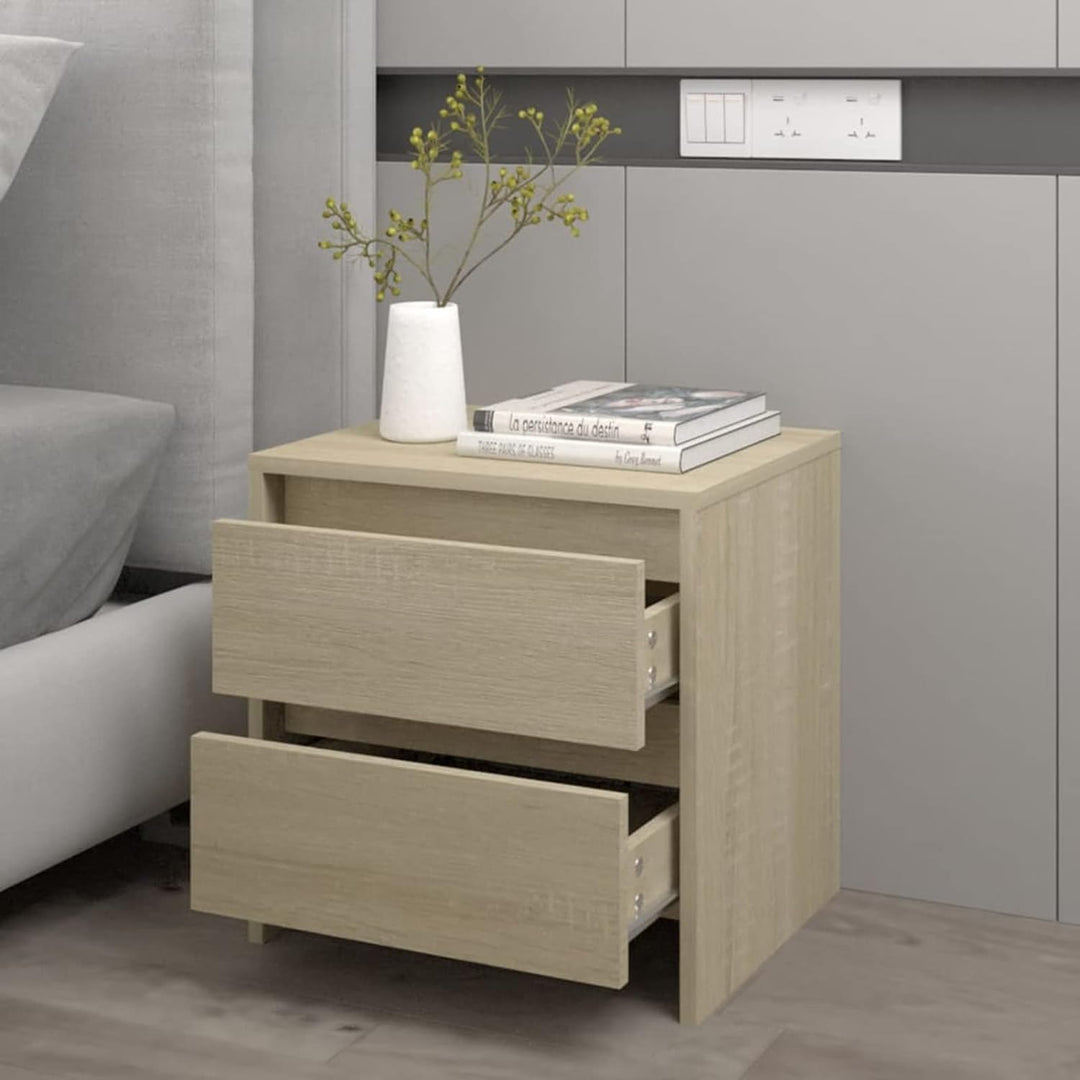 Gecheer Nachttisch Nachtschrank Nachtkommode Boxspringbett Schrank mit 2 Schubladen Spanplatte Sonom