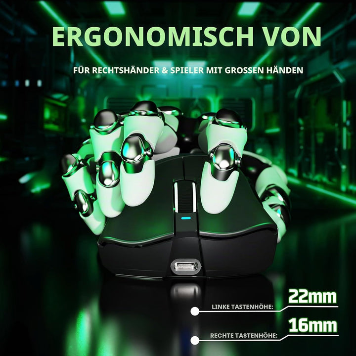 ATTACK SHARK V3 Ultraleicht Kabellose Gaming-Maus with 25000 DPI-SchwarzA Schwarz A, Schwarz A