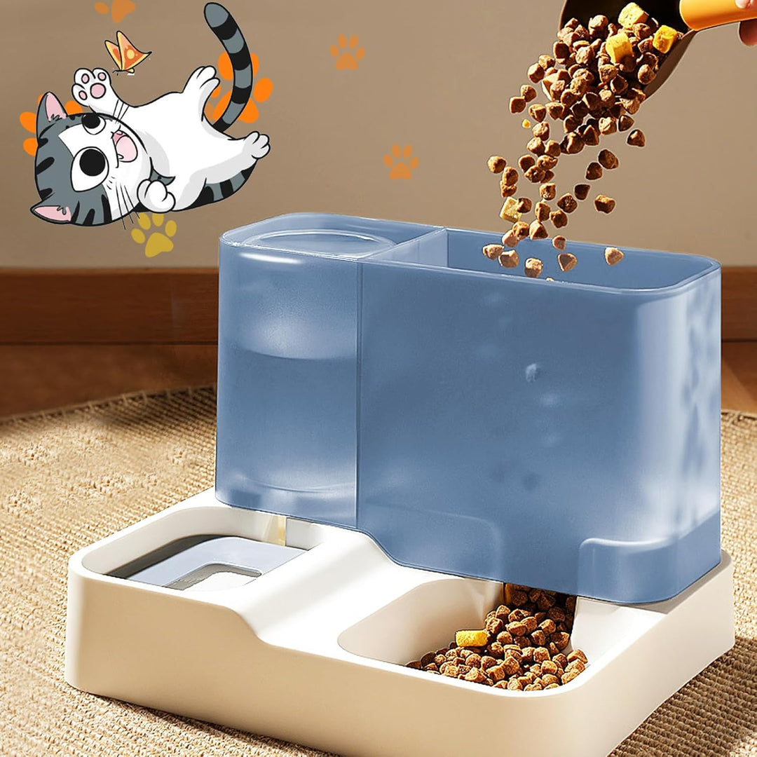 Futterautomat Katze Set, 3.8L 2-in-1 Automatischer Gravity Katzen Hund futterautomaten Wasserspender