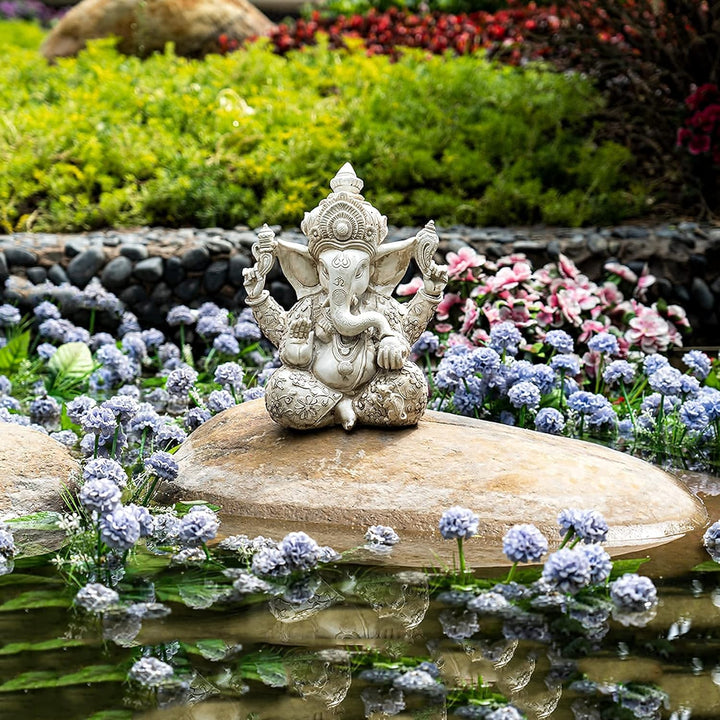 Ganesha Figur Gross Buddha Statue H-30 cm,Zen Garten Dekoration Figuren,Buddha Figur-Elefantengott,H