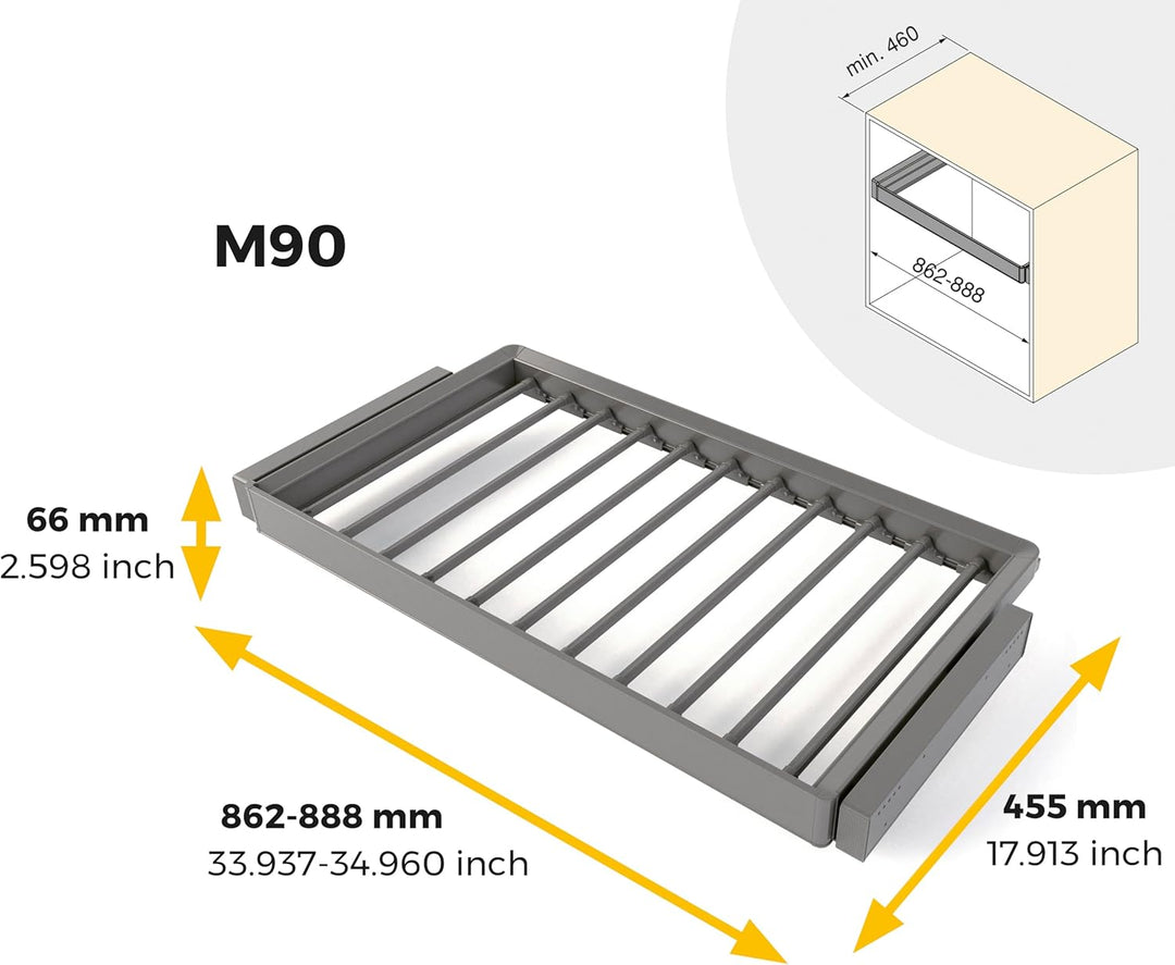 Emuca - Satz aus 7-Stangen-Hosenhalter und ahmen für Schrank Quartz, mit Soft-Close- und Vollauszugs