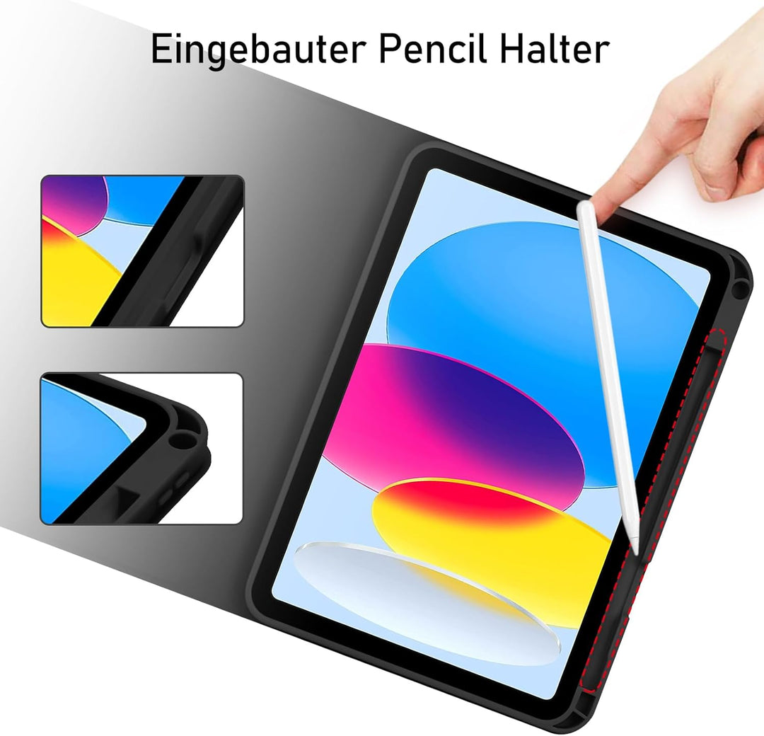 Hülle mit Tastatur für Ipad A16 11 Generation 2025/10 Generation 2022 (10,9/11 Zoll) - QWERTZ Layout