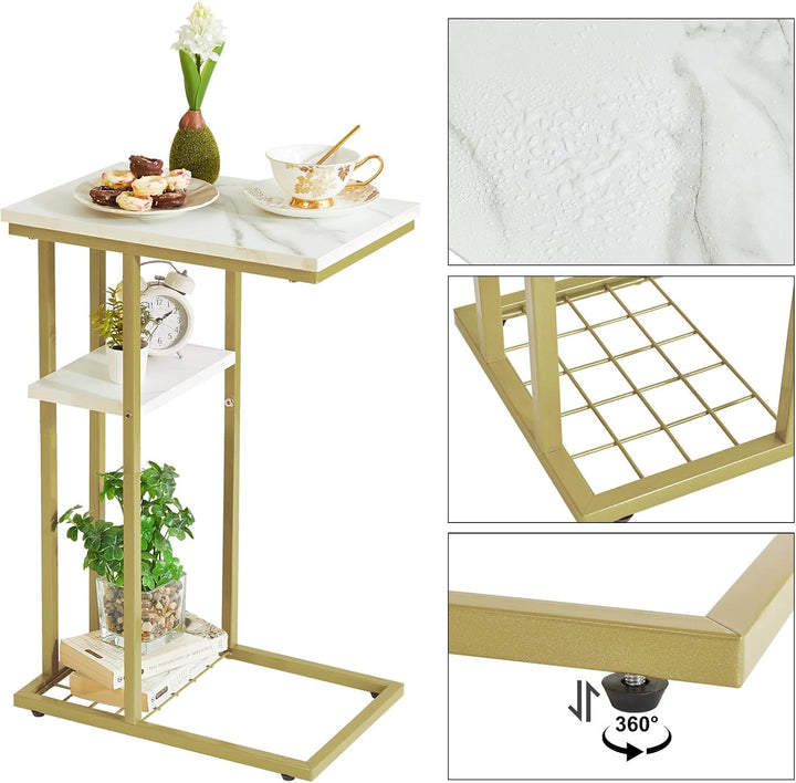 YMYNY Beistelltisch Kaffeetisch C-Form, Eleganter Kleiner Sofatisch, Industrie-Design 2er-Set,40 X 2