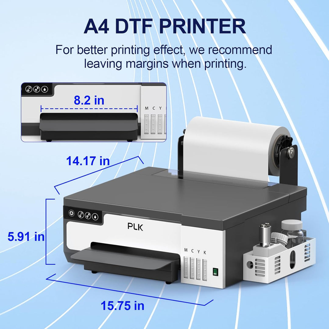 PLK A4 DTF Transferdrucker, L8058 DTF Maschine, dunkler und Heller Stoff, XP600 Direktdrucker mit we