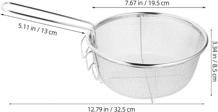 Frittierkorb aus Edelstahl 28cm mit Abnehmbarem Griff Rundes Sieb für Pommes Frites und Hähnchen zum