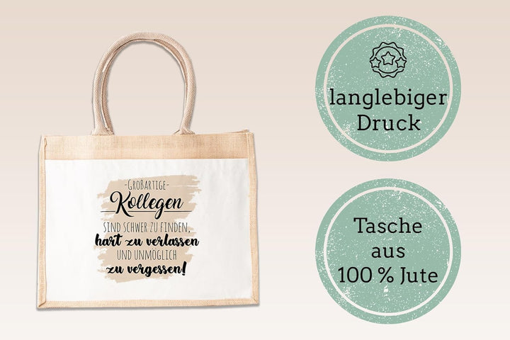 LIEBTASTISCH - Nachhaltige Jutetasche - Grossartige Kollegen sind schwer zu finden - Geschenkidee zu