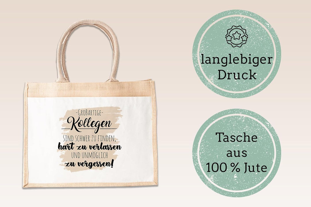 LIEBTASTISCH - Nachhaltige Jutetasche - Grossartige Kollegen sind schwer zu finden - Geschenkidee zu