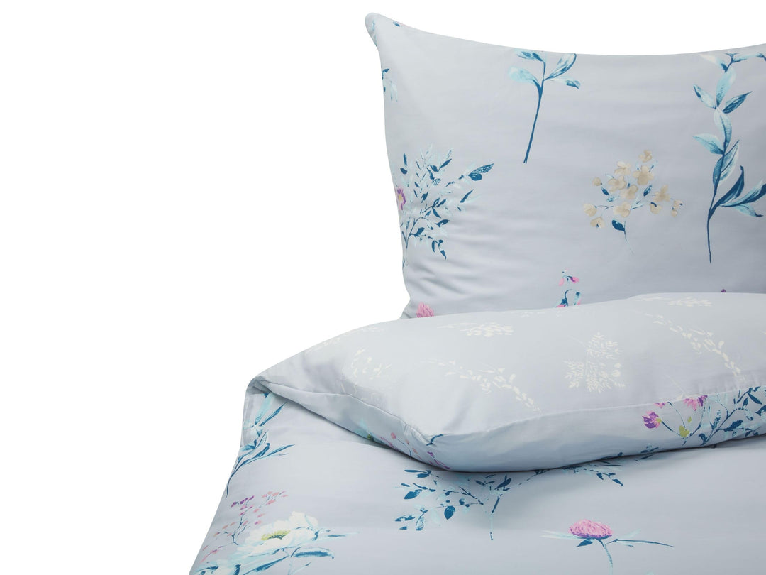Bettwäsche Set hellblau 3-teilig Komfortgrösse 155x220 cm mit Knöpfen Evergreen