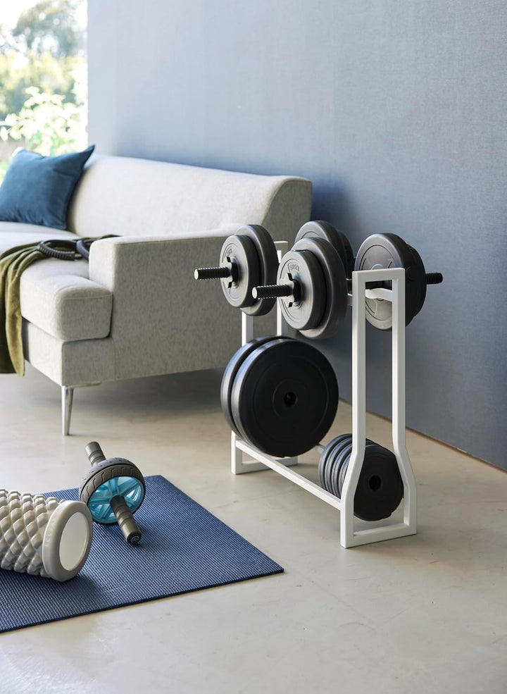 Yamazaki 1963 TOWER Dumbbell Rack, white, Steel/Silicone, 52 x 17 x 54.3 cm Weiss, Weiss