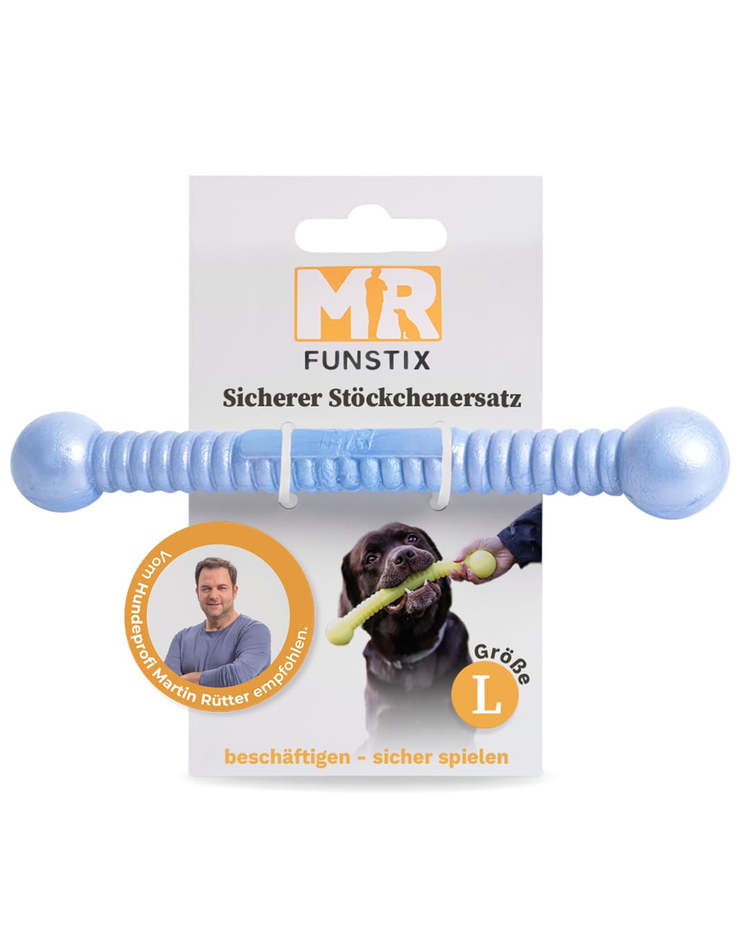 Martin Rütter FUNSTIX Stöckchenersatz für Hunde Grösse: L, Farbe: Metallic-Blau – Flexibler & sicher