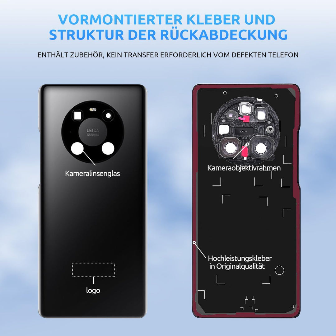 Eonpam Akkudeckel für Huawei Mate 40 Pro Rückseite Glas Original Backcover Back Glas Ersatz Reparatu