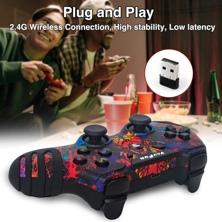 VooFun PC Controller Wireless, Gamepad PC PS3 Controller mit Dual-Vibration, 2.4g Wireless Gaming Co