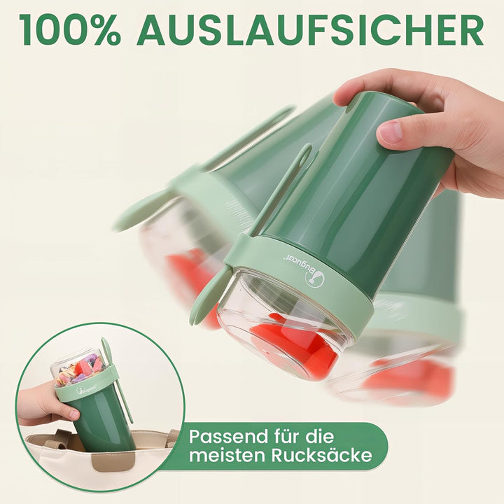 Bugucat Müslibecher to Go 2er Set,Praktischer Joghurtbecher to Go 760ml+230ml,Müsli to Go Becher mit
