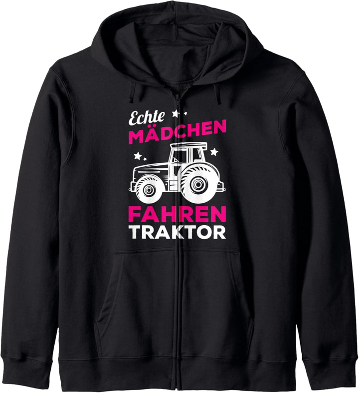 Echte Mädchen Fahren Traktor Landwirtschaft Bäuerin Geschenk Kapuzenjacke