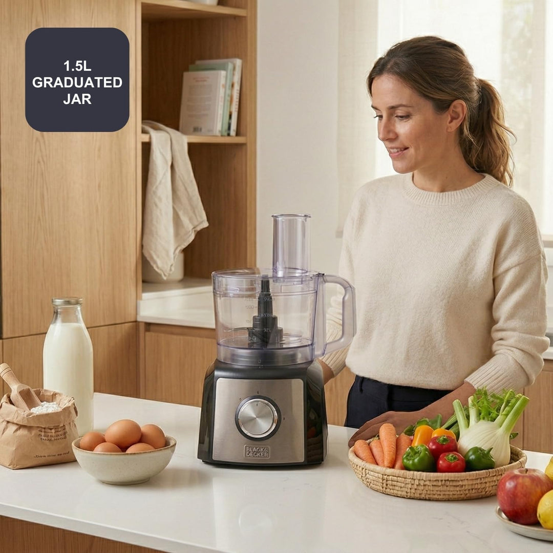 BLACK+DECKER BXFPA1200E - Küchenmaschine, 1.200W, Behälter 1,5l, 2 Geschwindigkeitsstufen/Turbofunkt
