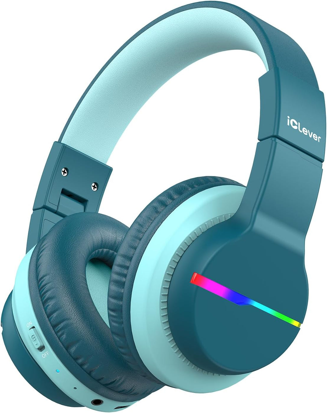 iClever Bluetooth Kinder Kopfhörer, Farbige LED-Leuchten, Kinderkopfhörer Over-Ear mit 74/85/94dB La