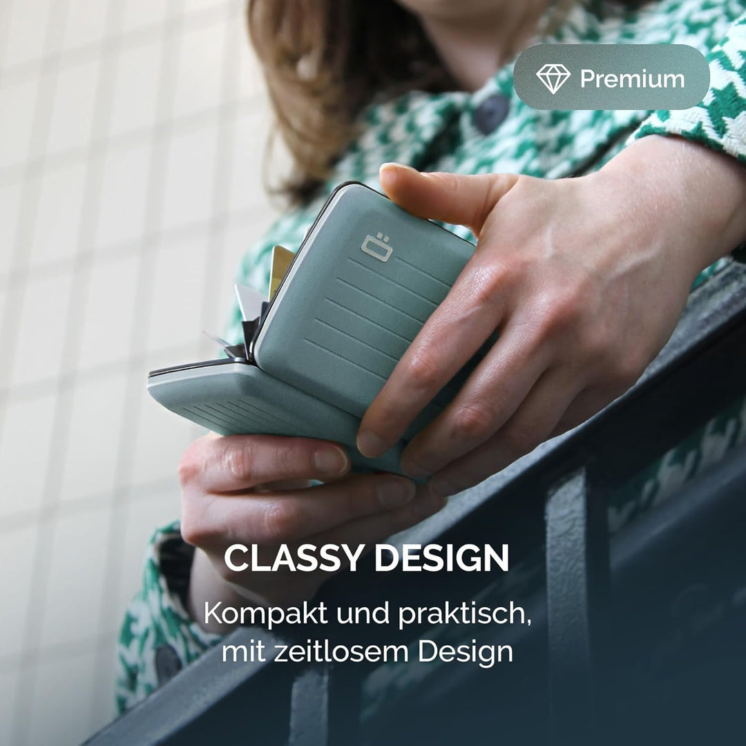 Ögon Smart Wallets - Stockholm V2 Aluminium Geldbörse - Metallverschluss - RFID Blockierung Kartenet