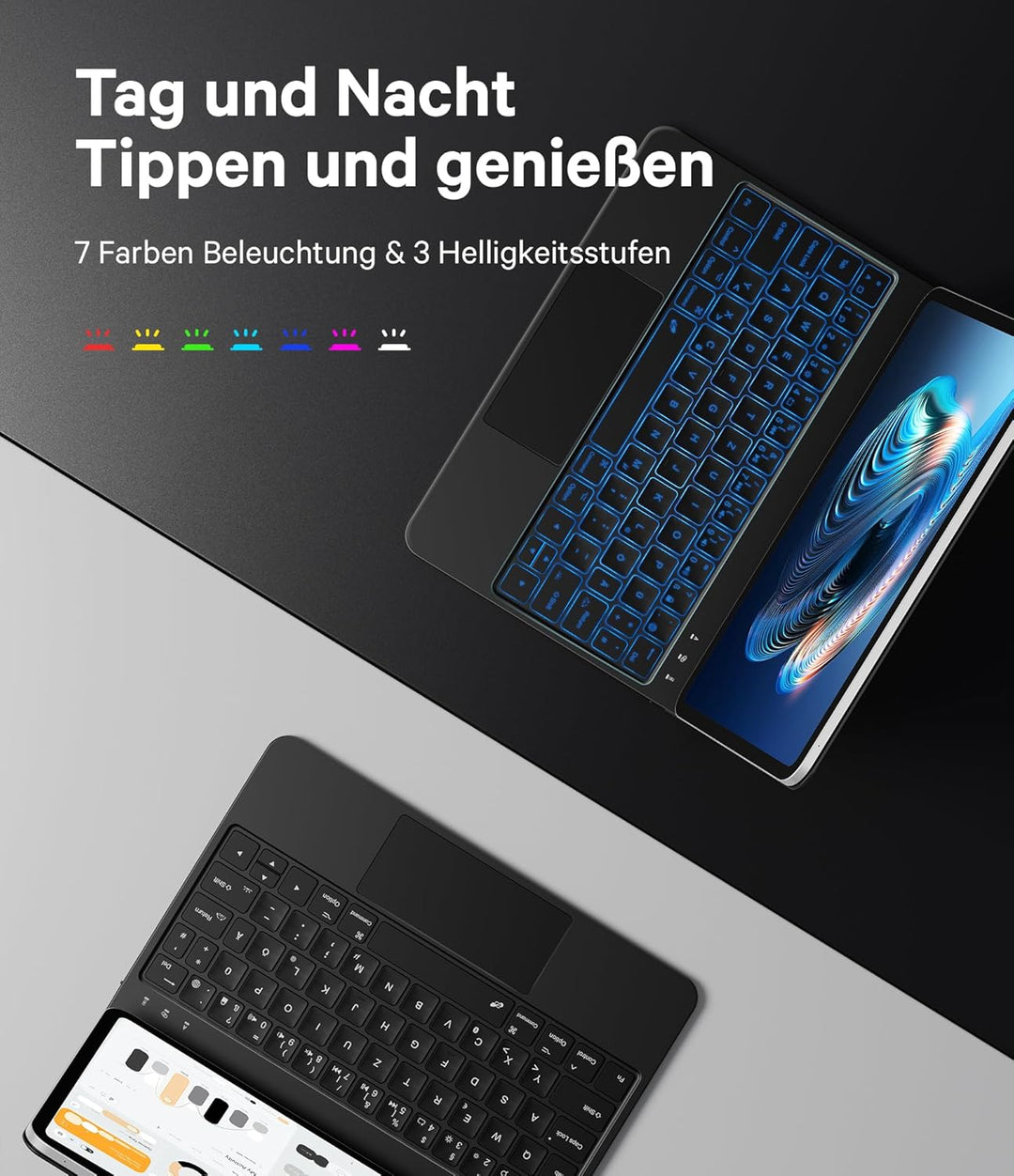 Earto iPad Air 5 Hülle mit Tastatur, Magic Style Keyboard iPad Pro 11 (4/3/2/1Gen), Freischwebende D