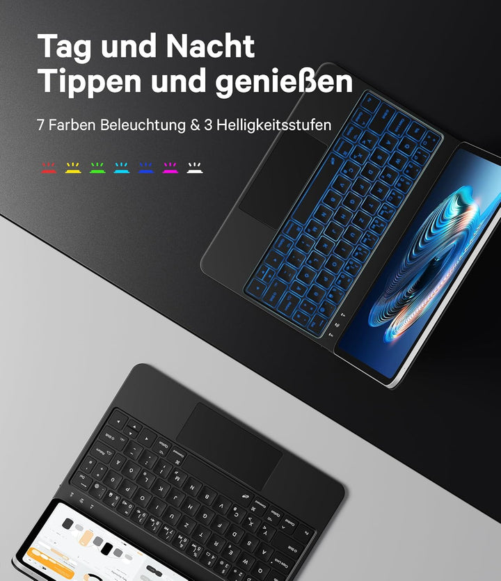 Earto iPad Air 5 Hülle mit Tastatur, Magic Style Keyboard iPad Pro 11 (4/3/2/1Gen), Freischwebende D