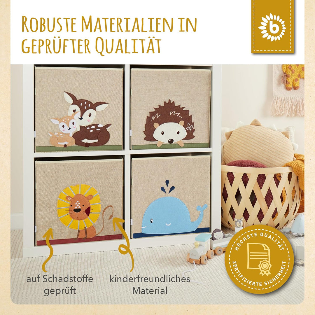 Bieco Aufbewahrungsbox Kinder | Löwen Motiv ca. 36L faltbar | Süsse Spielzeug Kiste für Kallax Regal