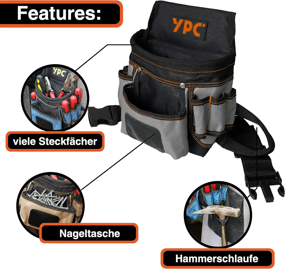 YPC Presto Werkzeug Gürteltasche XL – Werkzeuggürtel, Arbeitsgürtel, wasserfeste Werkzeugtasche mit