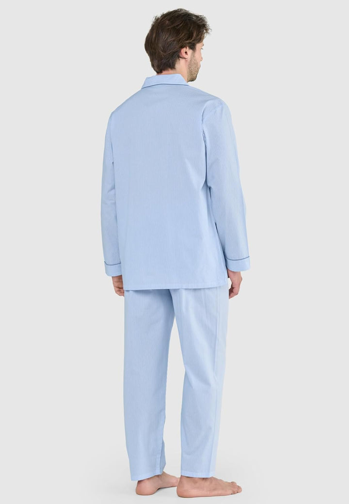 El Búho Nocturno Schlafanzug Herren Lang Baumwolle Pyjama Für Herren Klassisch Revers Knopfjacke Kar