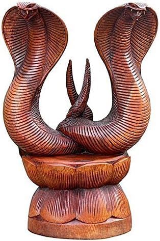 Balibarang-Shop NEU 40 cm Doppel-Kobra Schlange Snake Tier Holz Dekoration Cobra05