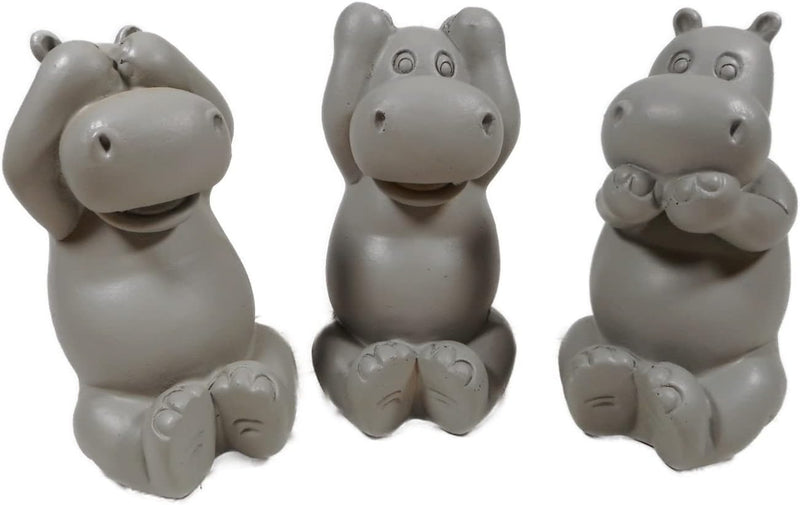 3er Set Nilpferde Hippos Nichts hören sehen Sagen je 10 x 6 x 5 cm Nilpferd Hippo Afrika Figur Deko