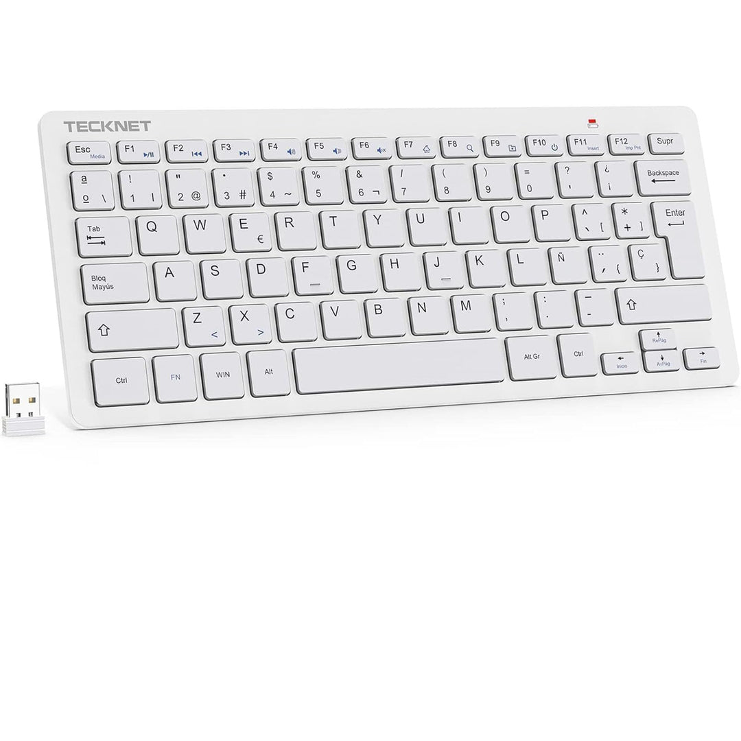 TECKNET Spanische Spezifikationen Mini-Tastatur und Maus, QWERTY Weiss, Weiß