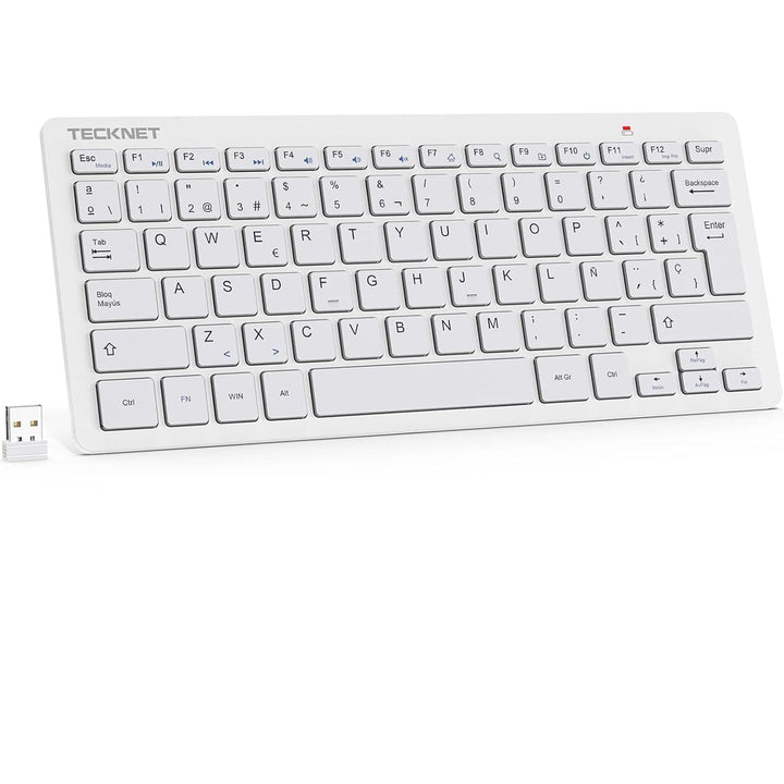 TECKNET Spanische Spezifikationen Mini-Tastatur und Maus, QWERTY Weiss, Weiß