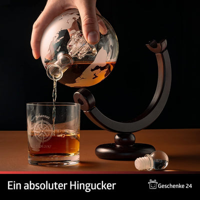 Whisky Karaffe Globus | Whiskey Geschenke für Männer | Weihnachtsgeschenke für Männer | Globus Dekan